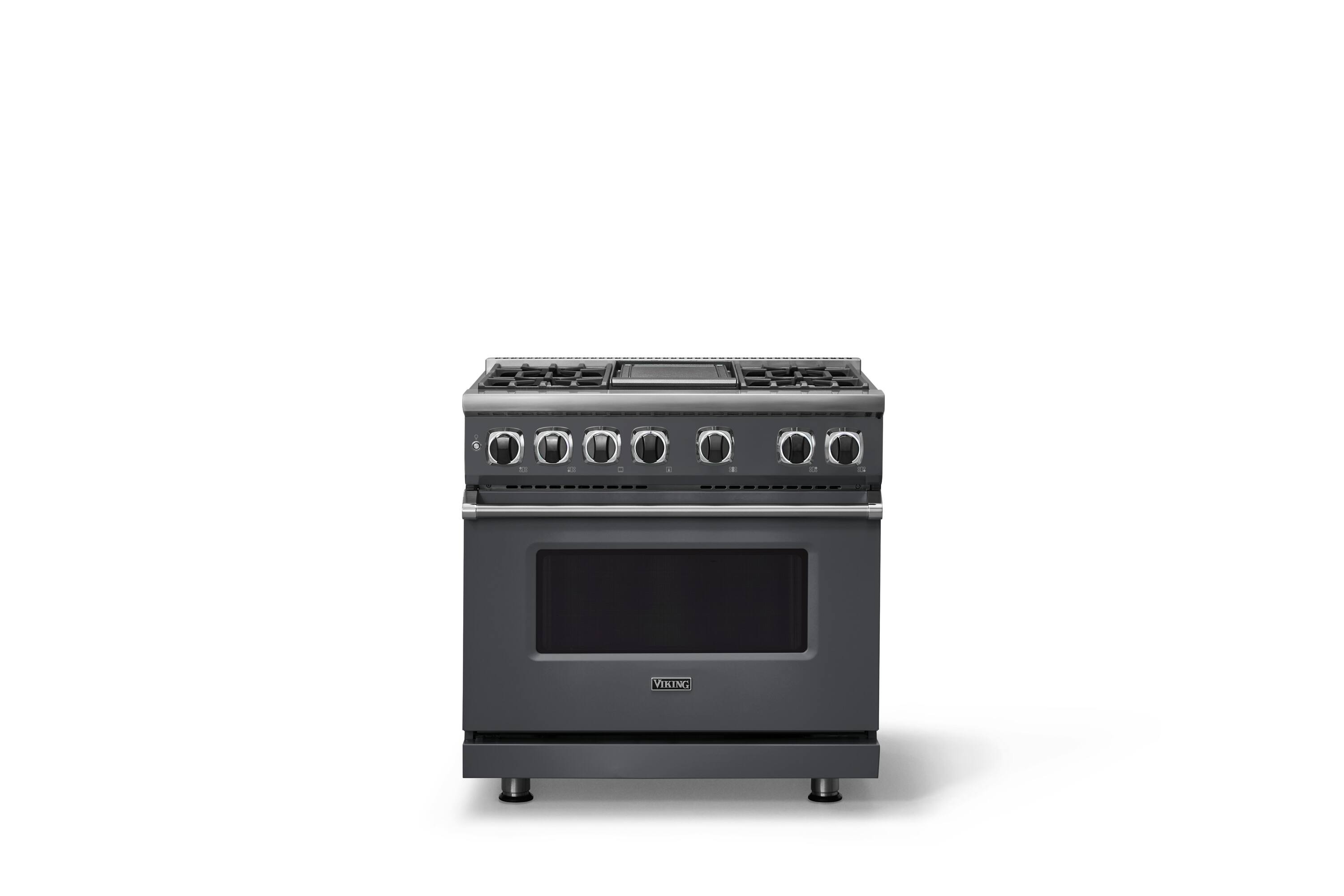 Alt View 4. Viking - 36 in. Wide 4 Burner Freestanding 7 Series Dual Fuel Self-Clean Range - Cast Black.