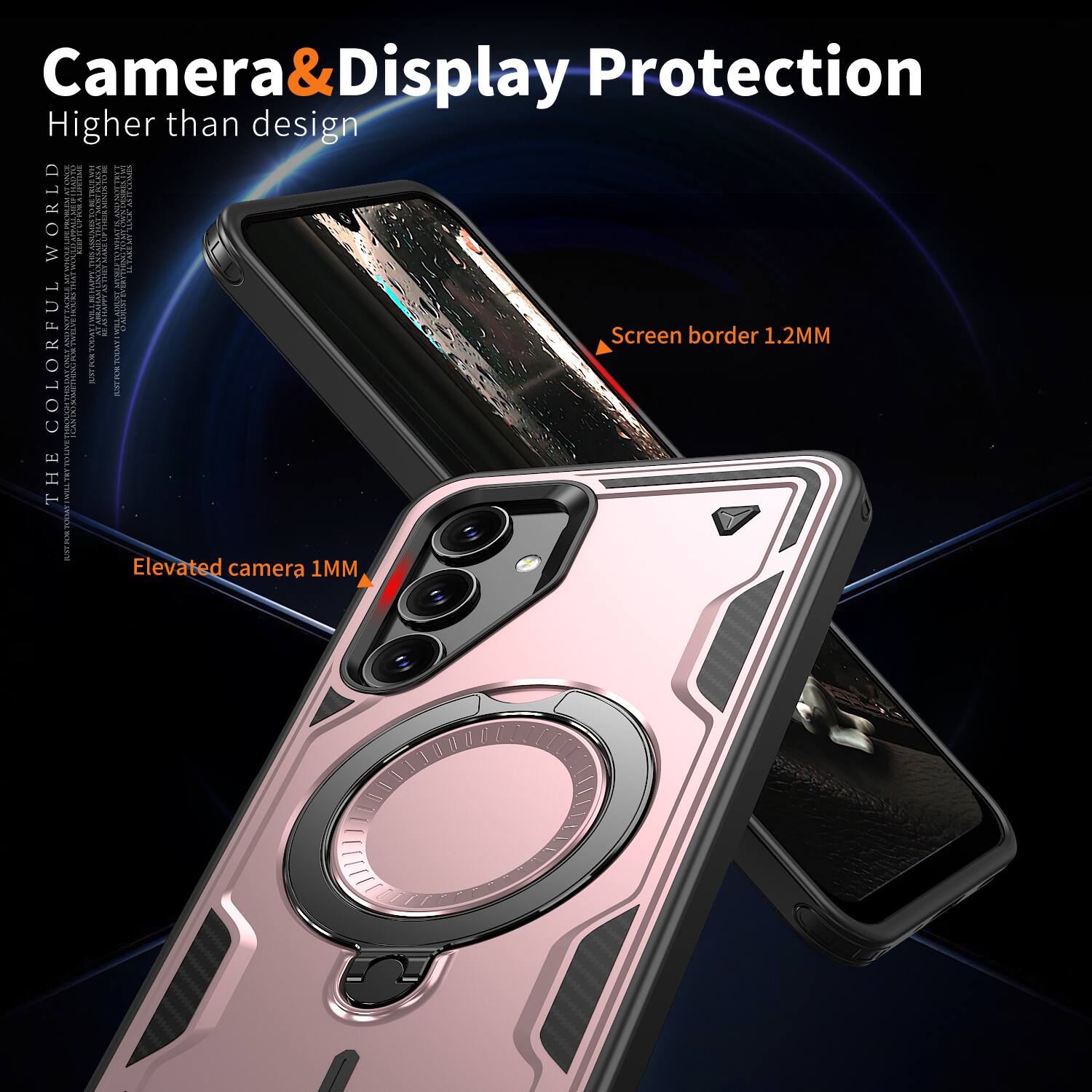 Camera & Display Protection  
Higher than design  

Screen border 1.2MM  
Elevated camera 1MM