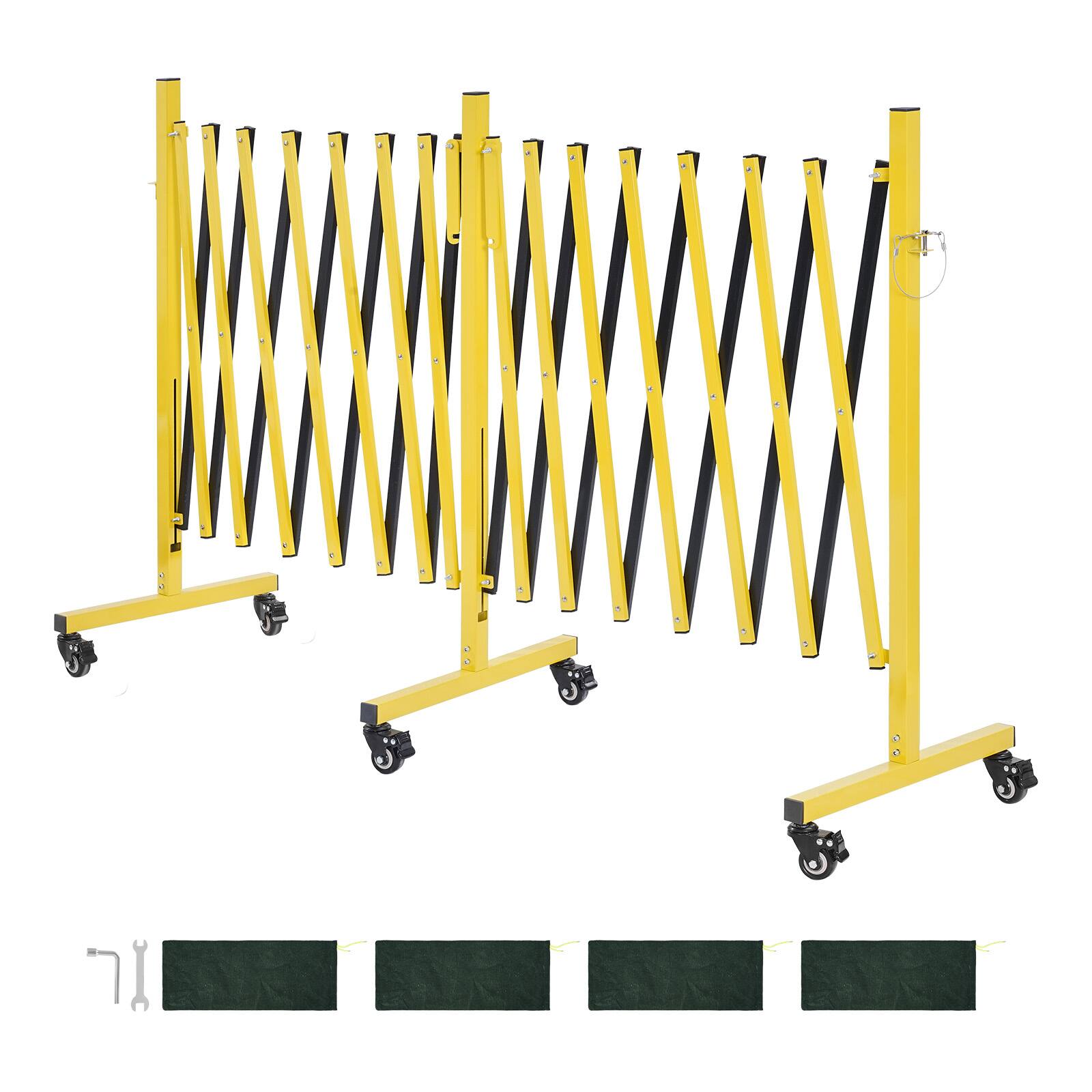 Alt View 5. VEVOR - Double Expandable Barricades, 25FT Industrial Safety Barriers, Flexible Mobile Barricade with Locking Casters - Yellow.