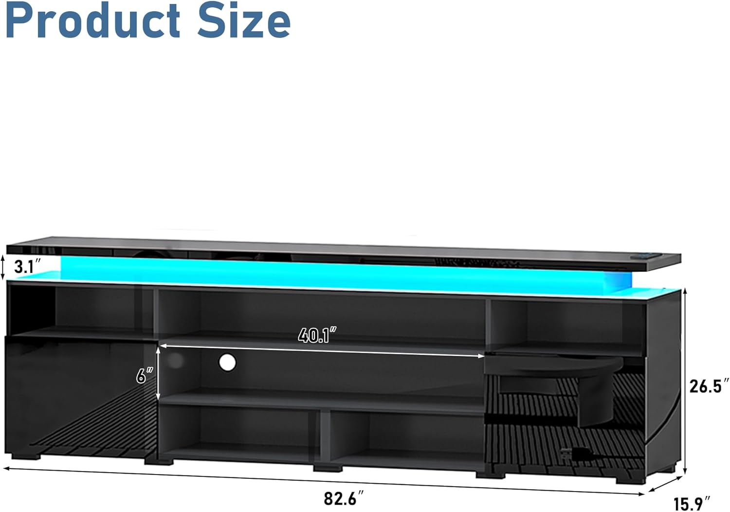 Product Size: 3.1" x 40.1" x 6" x 26.5" x 82.6" x 15.9"