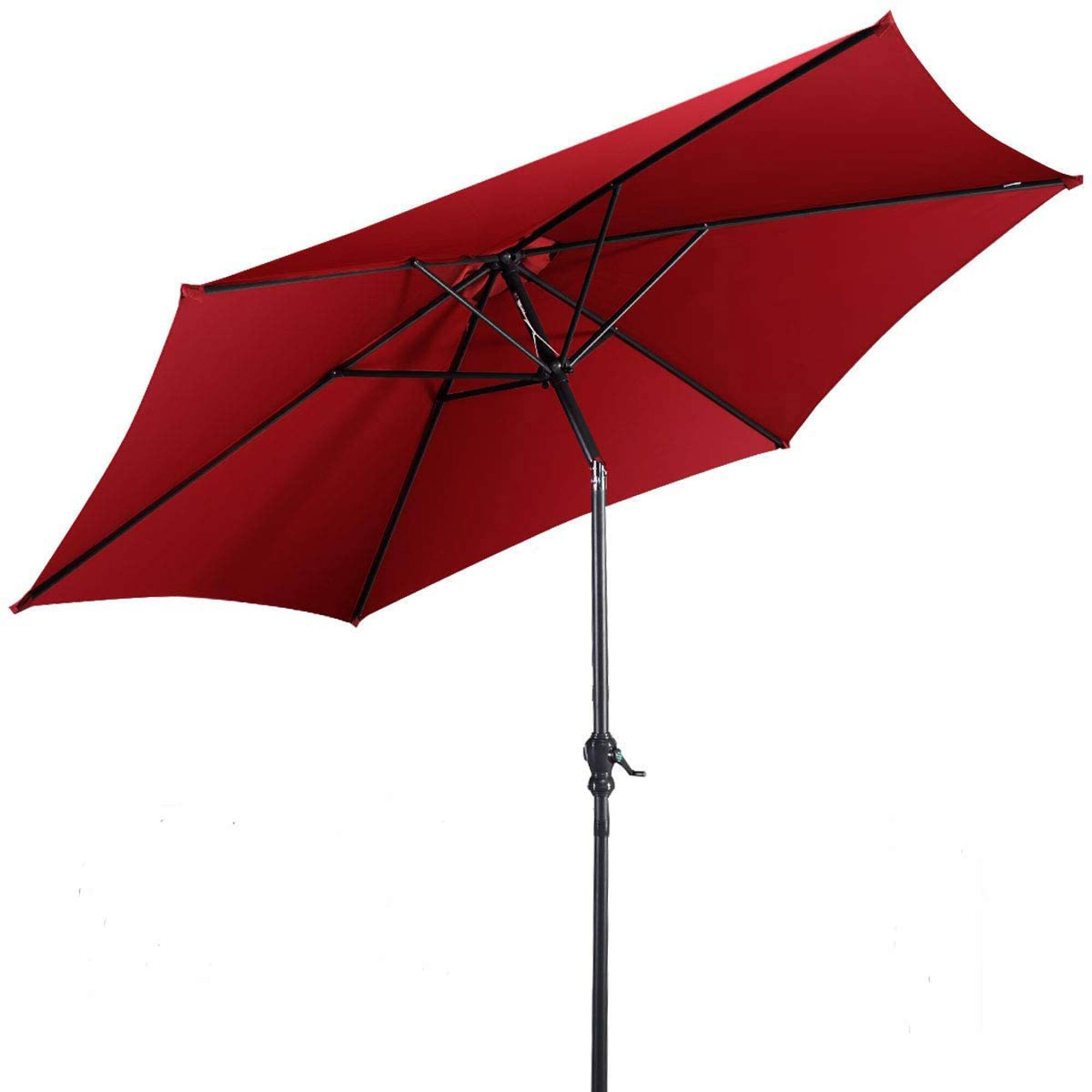 Alt View 8. Gymax - Gymax 9 Ft Patio Table Market Umbrella Yard Outdoor w/ Heavy-duty Umbrella Base Wine - Wine.
