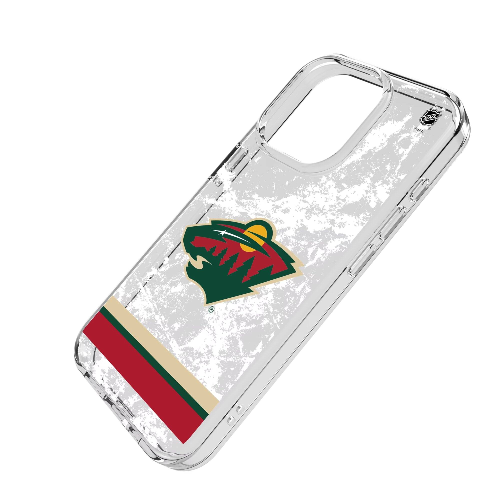 Alt View 1. Keyscaper - Minnesota Wild iPhone Stripe Clear Ice Case - 16e - Multicolor.