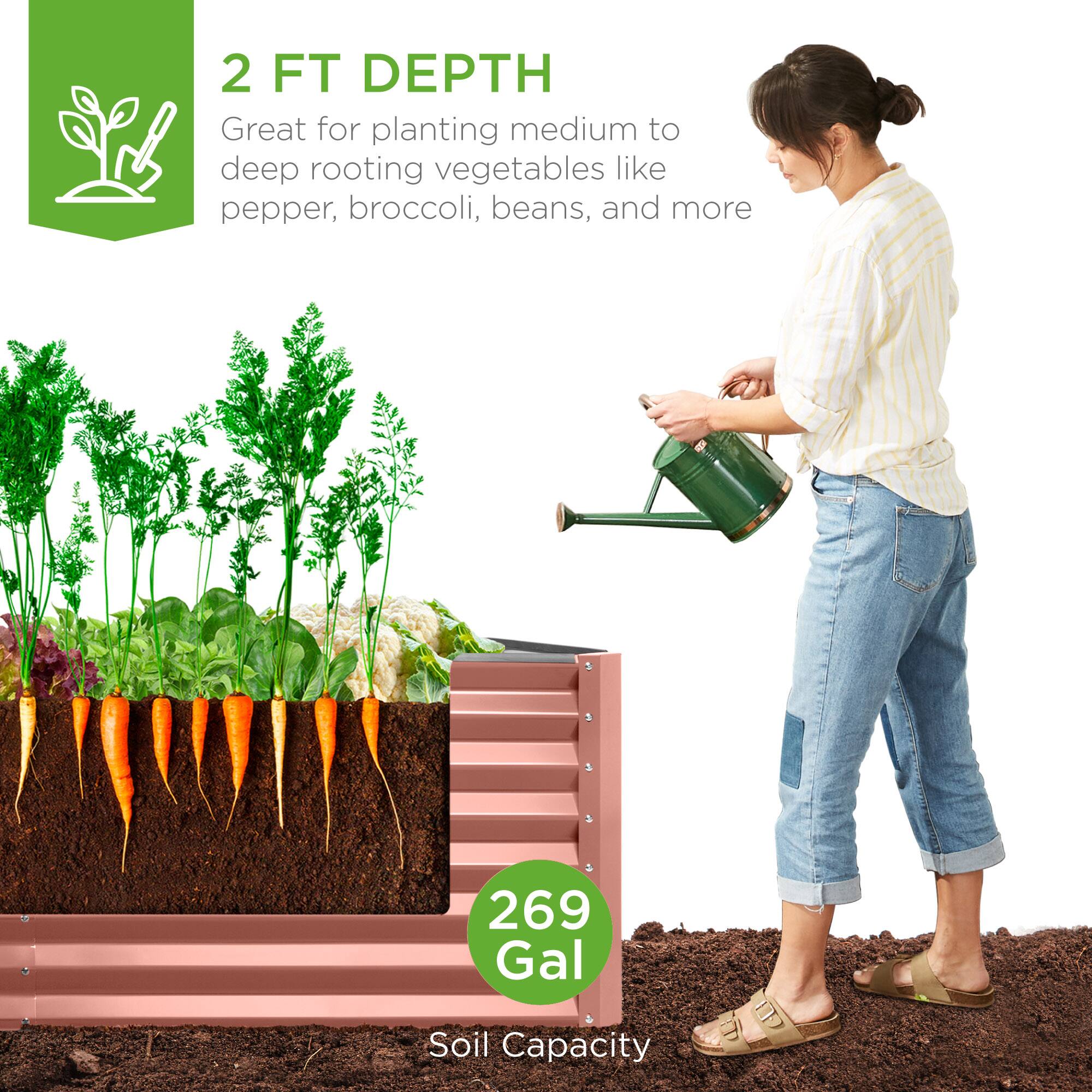 2 FT DEPTH  
Great for planting medium to deep rooting vegetables like pepper, broccoli, beans, and more  

269 Gal  
Soil Capacity