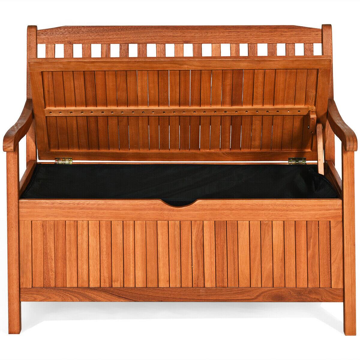 Alt View 9. Gymax - Gymax 42'' Storage Bench Deck Box Solid Wood Seating Container Tools Toys W/Backrest - Mix Brown.