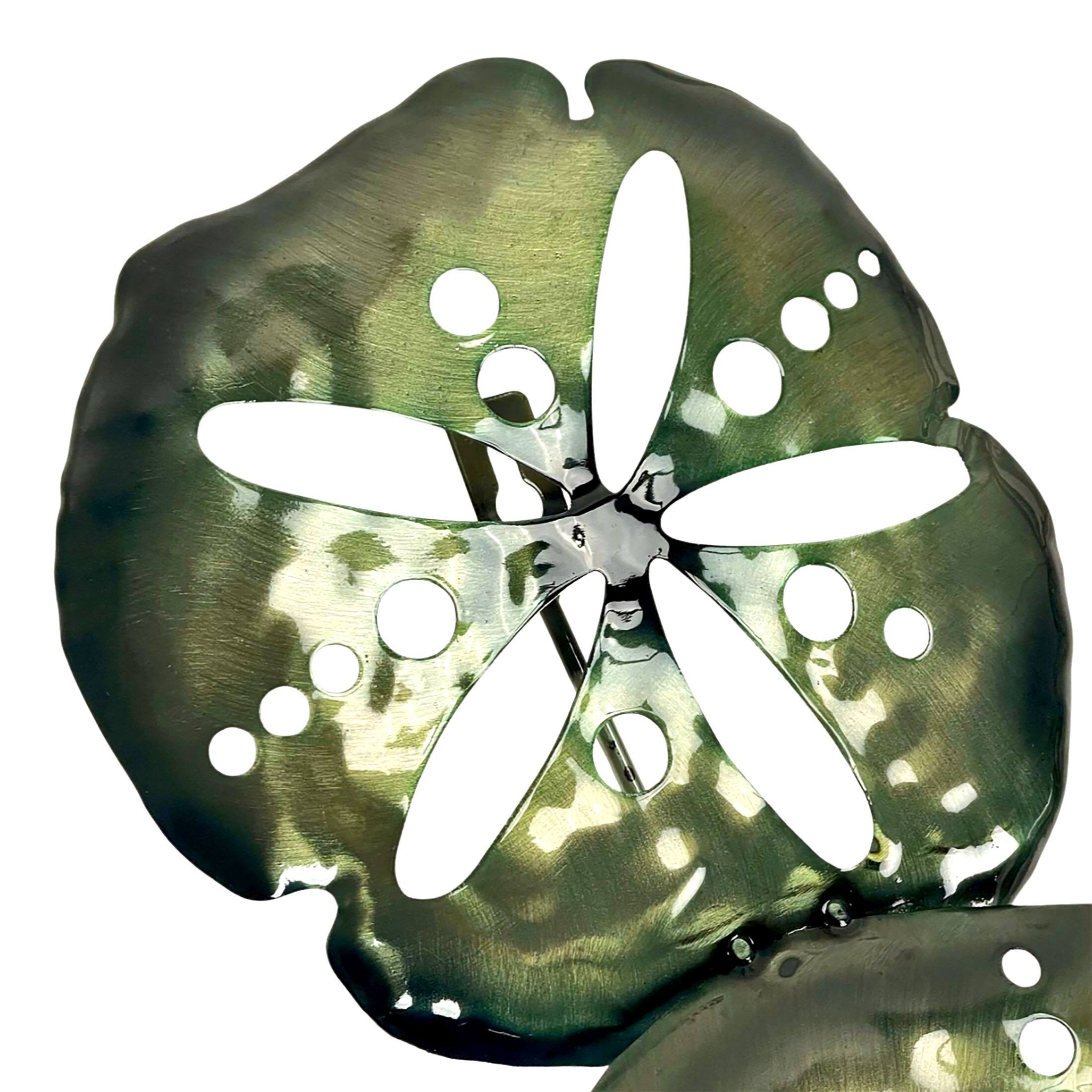 Alt View 8. Things2Die4 - Metal Sand Dollar Wall Decor 25in Coastal Beach Nautical Iridescent Art - Dark Green.