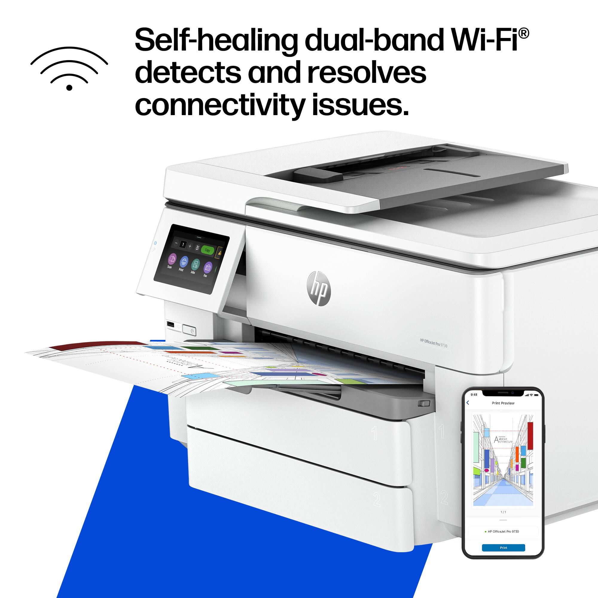 Self-healing dual-band Wi-Fi® detects and resolves connectivity issues.