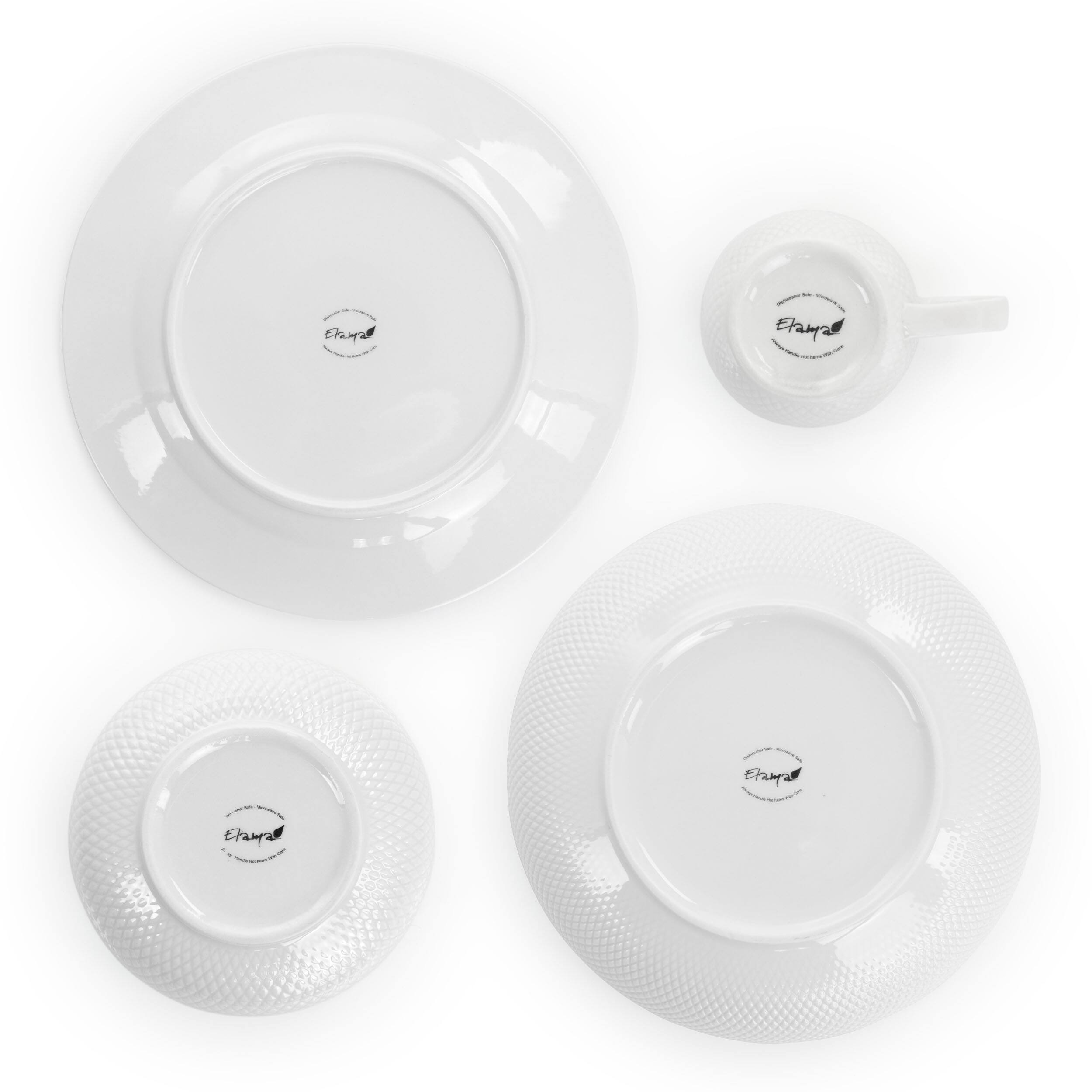 Alt View 5. Elama - Elama Maisy 18 Piece Round Porcelain Dinnerware Set in White - White.