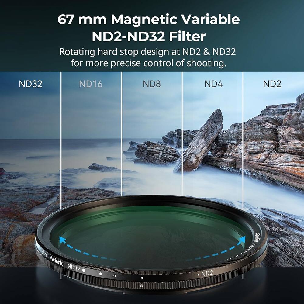 67 mm Magnetic Variable ND2-ND32 Filter

Rotating hard stop design at ND2 & ND32 for more precise control of shooting.

ND32 ND16 ND8 ND4 ND2

67mm Variable ND32 ND2

KAIIA