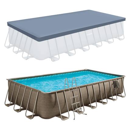 Front. Funsicle - Funsicle 24'x12'x52" Oasis Rectangular Swimming Pool Set with 24' Cover, Brown.