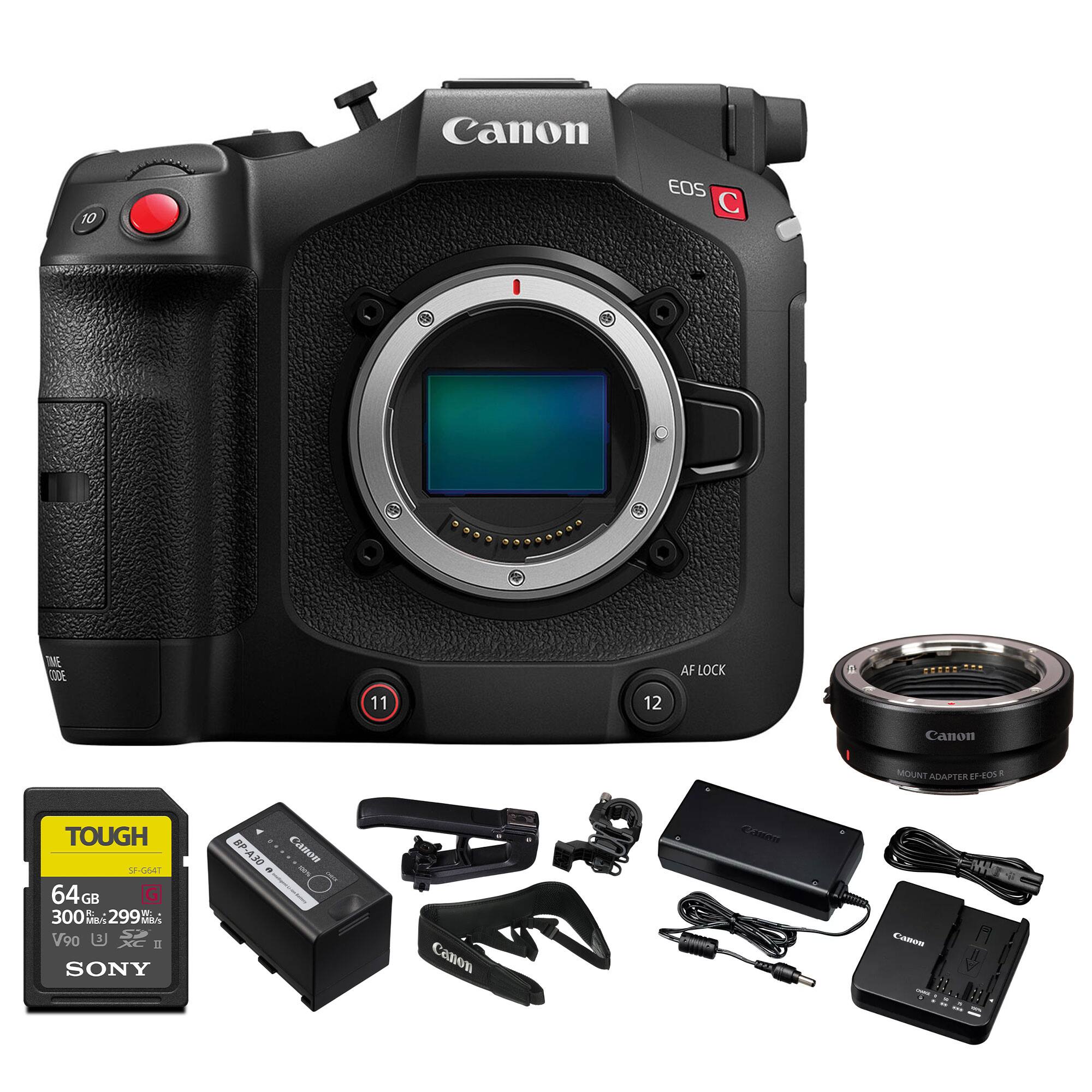 Canon EOS C10

Canon Mount Adapter EF-EOS R

Canon BP-A30 Battery Pack

Canon ST-G4000 Battery Charger

Canon LP-E6N Battery

Canon Camera Strap

Canon USB Cable

Canon AC Adapter

Sony TOUGH 64GB SDXC UHS-II V90 Memory Card

300 fps: 299 V90