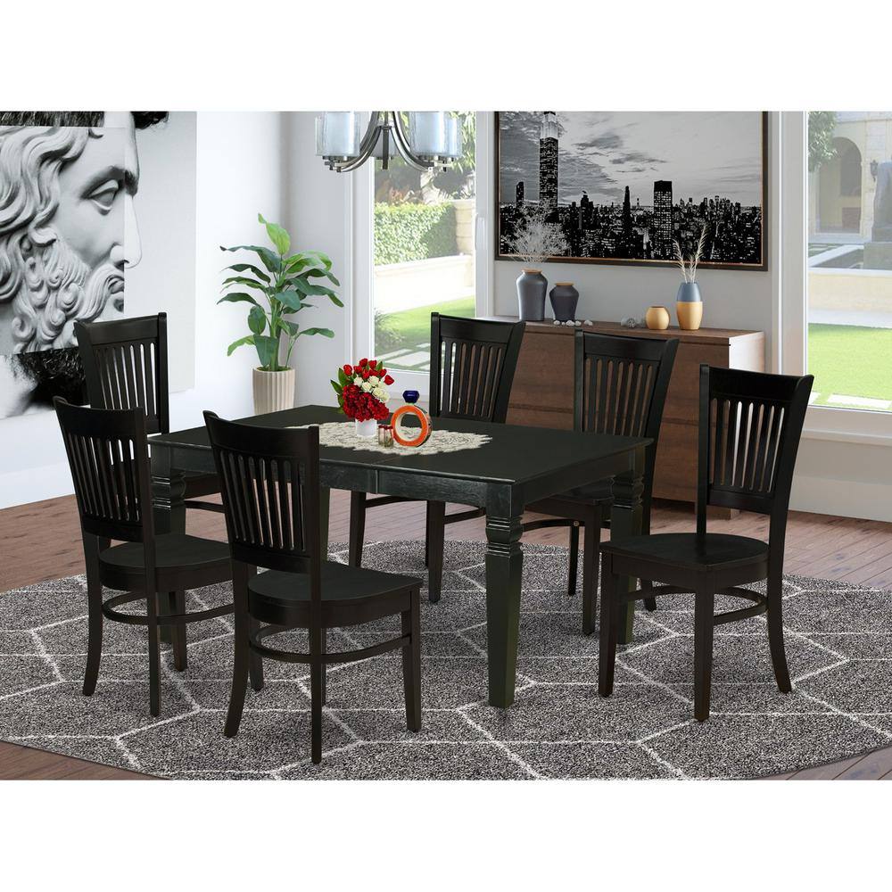 Back. East West Furniture - Dining Table- Table Leg Dining Chairs - Brown.