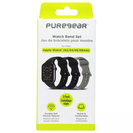 PureGear - 3 Pack Silicone Watch Band Set for Apple Watch (42/44/45/49mm) - Multi