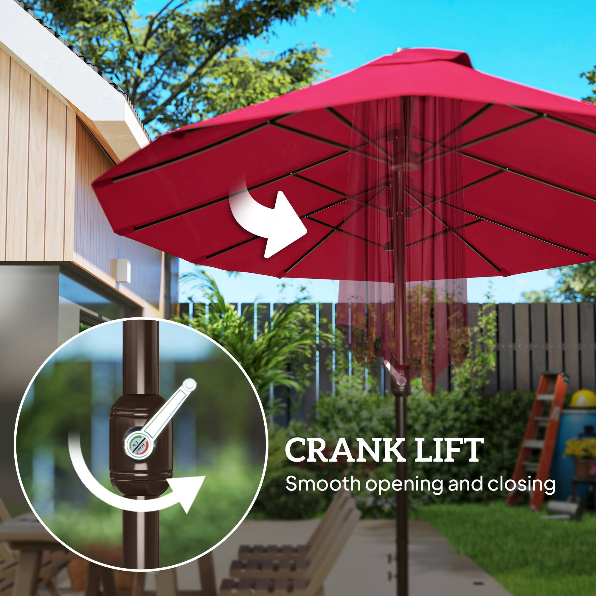 CRANK LIFT  
Smooth opening and closing