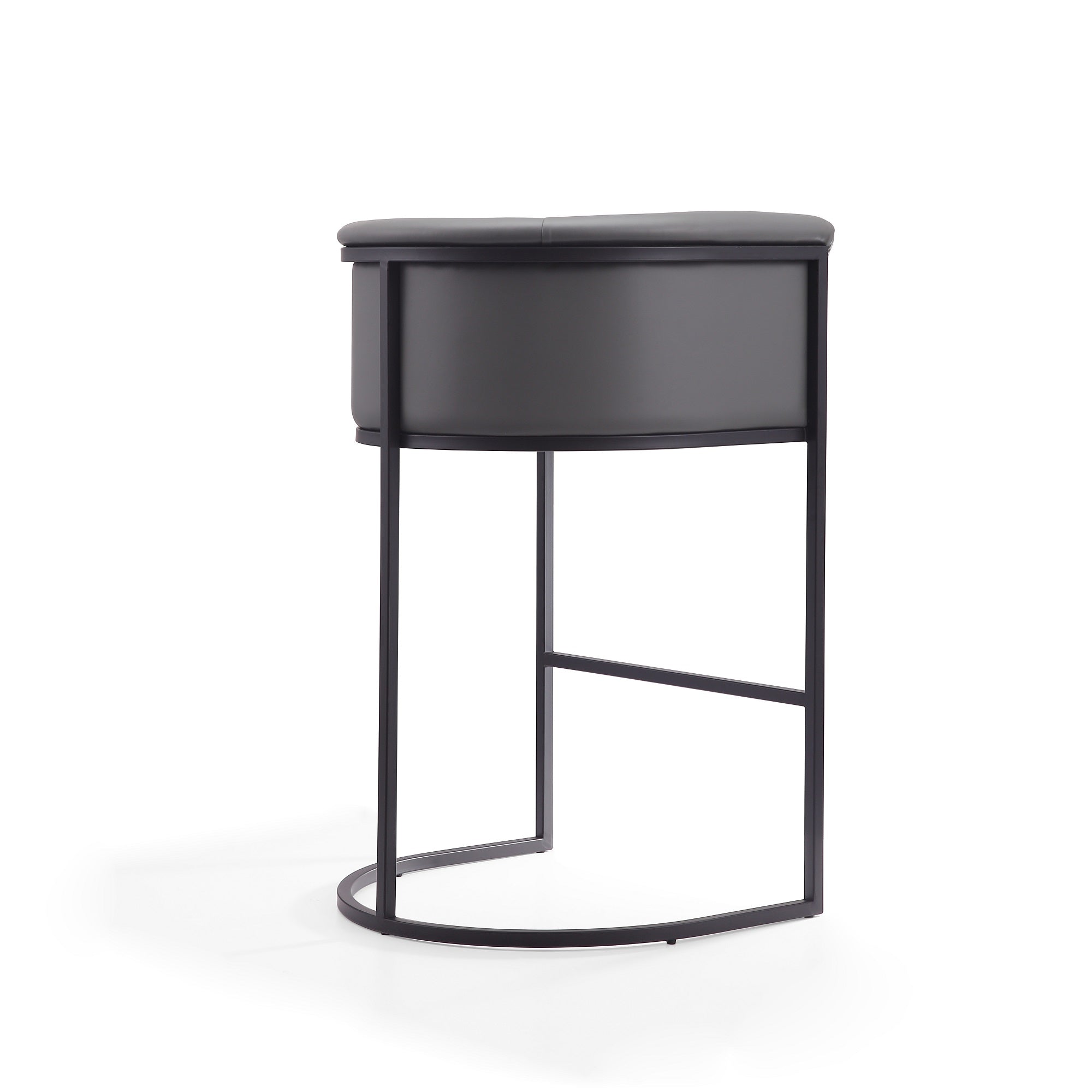 Alt View 2. Manhattan Comfort - Cosmopolitan Mid-Century Modern Metal Upholstered Barstool - Gray.
