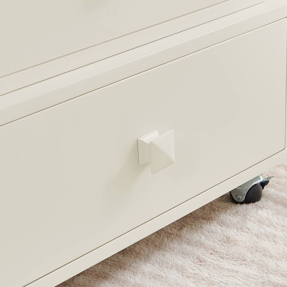 Alt View 6. Loheer - Adjustable Height End Table Rolling Side Table with Charging Station Lift Top Multi-Functional Bedside Table White - White.