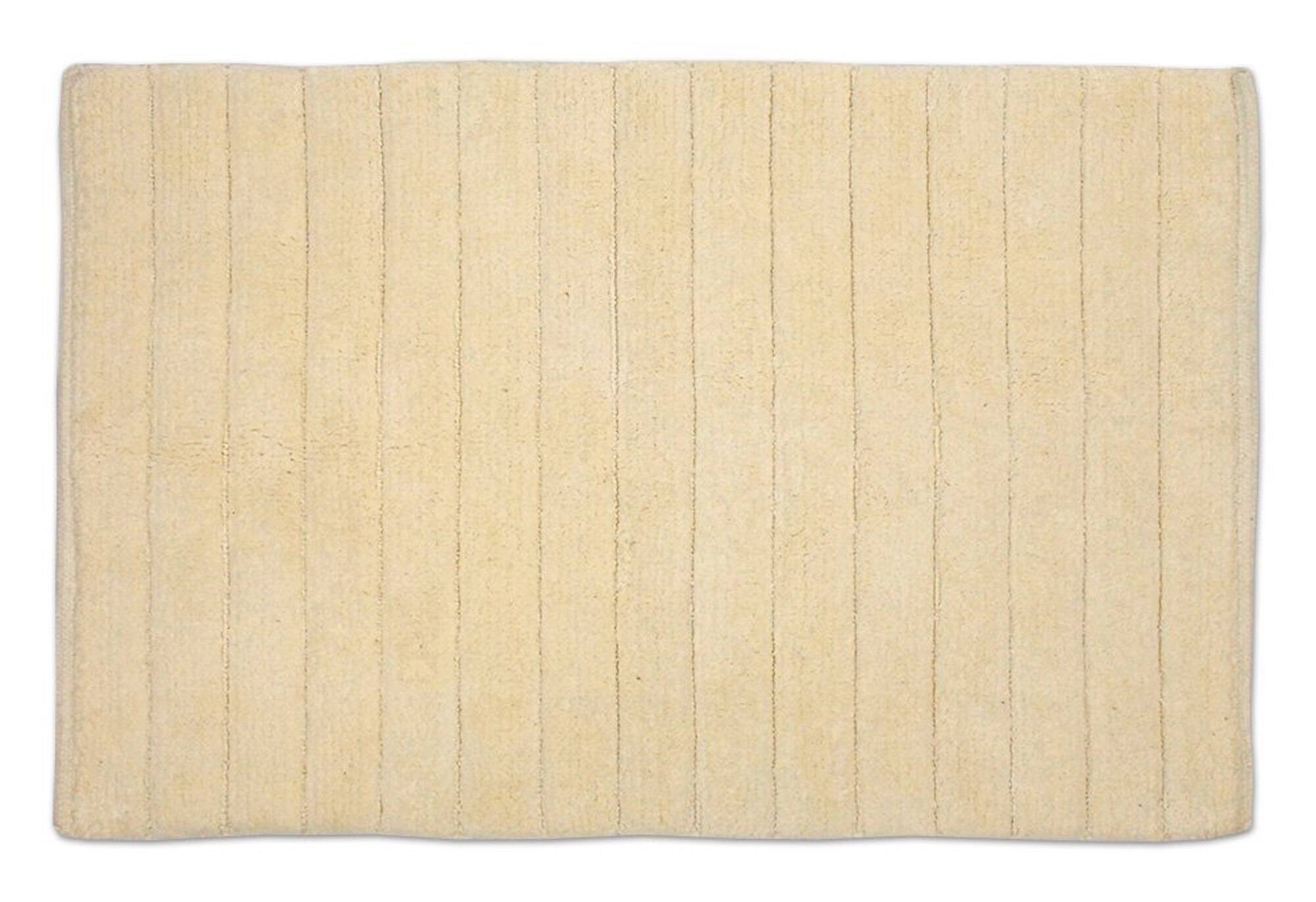 Front. Contemporary Home Living - 17" x 24" Cream White Ribbed Woven Rectangular Trendy Bath Rug - White.