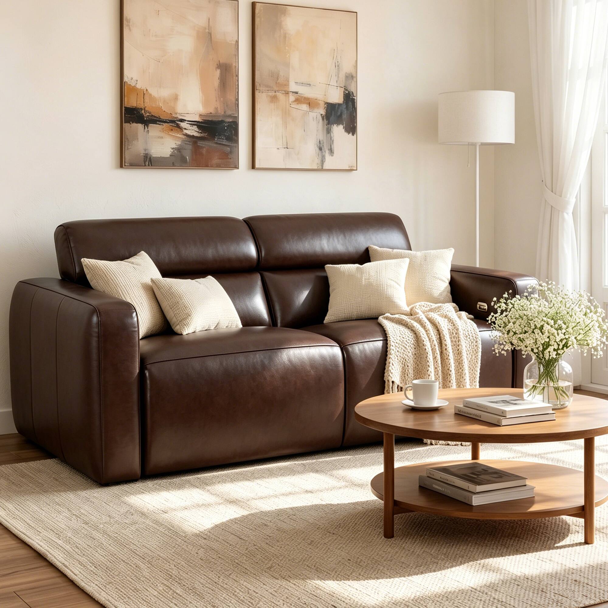 Alt View 3. KERDOM - Power Reclining Sofa with Adjustable Headrest & USB Port, Loveseat Recliner with Footrest, 2 Seat PU Leather Tilt Couch - PU Leather - Coffee.