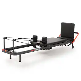 Sunny Health & Fitness - Premium Foldable Pilates Reformer with Jump Board & 5-Spring Resistance for a Studio Experience at Home - Dark Gray