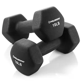 Philosophy Gym - Neoprene Dumbbell Hexagon Hand Weights - Set of 2 - Strength Training - Black