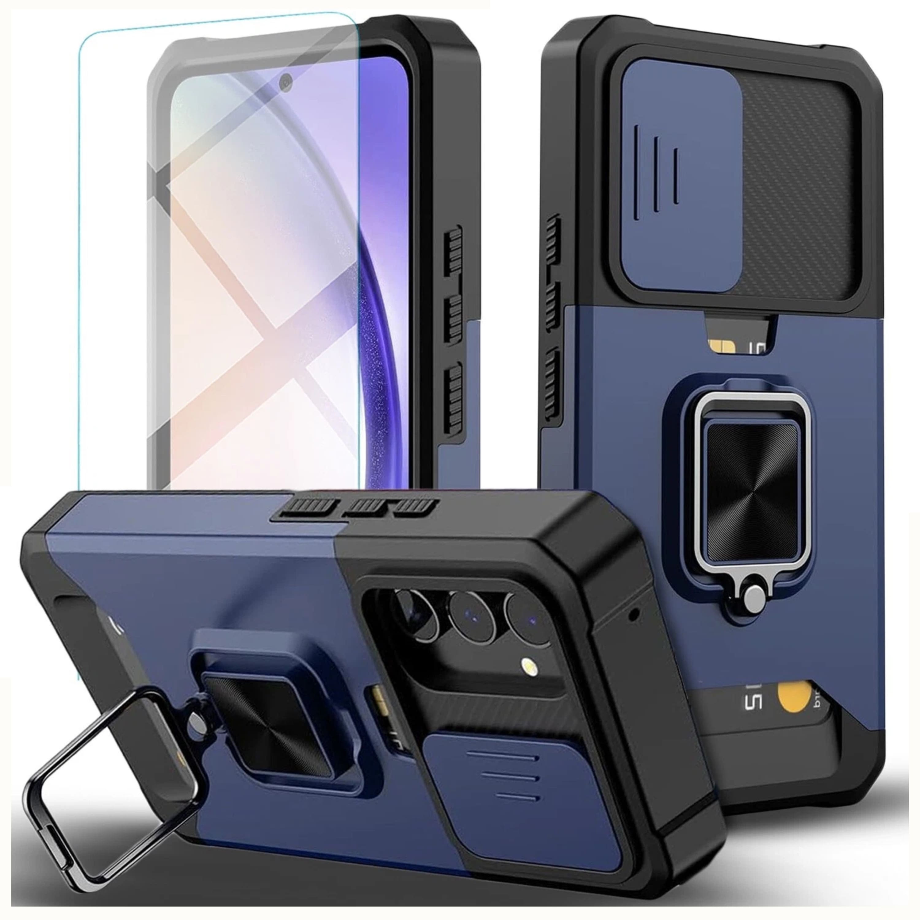 Kitcheniva - Dual Layer Shockproof Case With Ring Holder For Samsung Galaxy A15 5G Case With Tempered Glass - Blue price history on PriceWatchPro