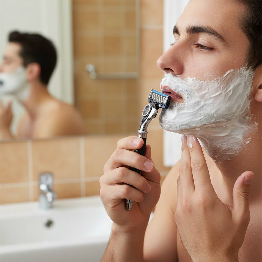 Back. Dazzed Corner - 7-Blade Razor System, Pivoting Head, 9-Pack (1 Handle + 9 Cartridges) - Black.