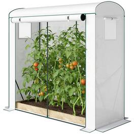 Outsunny - Greenhouse, Portable Greenhouse with Roll-Up Door and 2 Mesh Windows, PE Cover