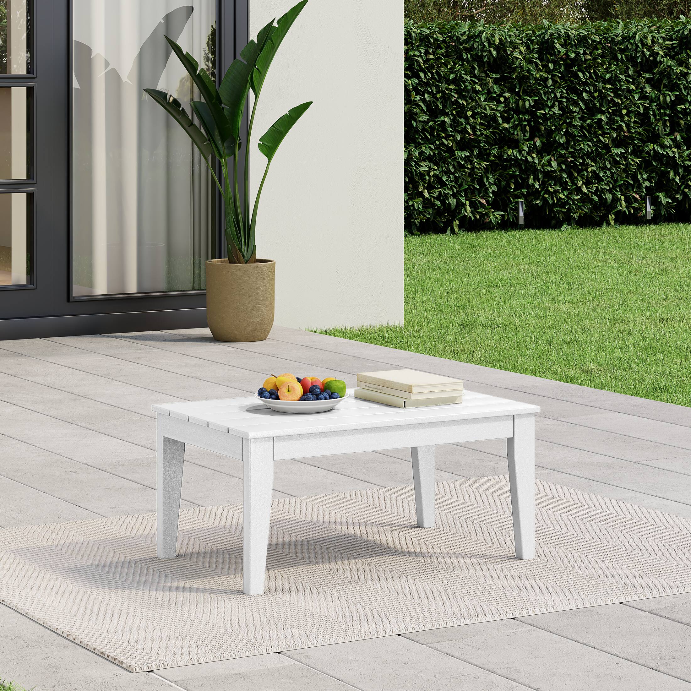 Angle. WestinTrends - WestinTrends Malibu Low Outdoor HDPE Patio Rectangle Coffee Table - White.