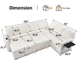 Dyonery - 8-Seat Modular Sectional Sleeper Sofa with Pull-Out Bed, Reclining Backrest, USB Ports, Table, LED Lights,Black - Black