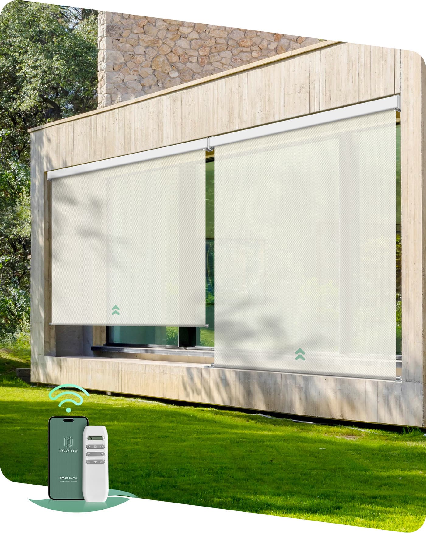 Yoolax Motorized Outdoor Waterproof Roller Shades, Alexa & Google