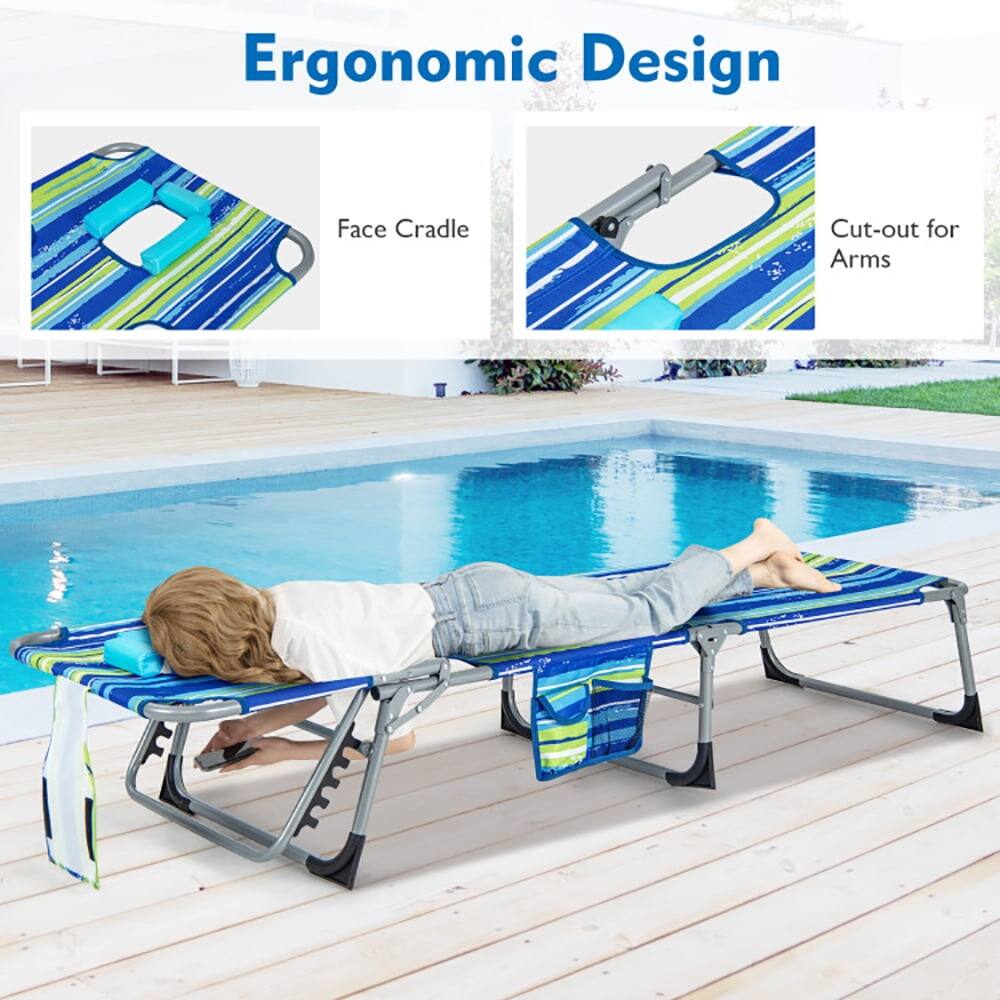 Ergonomic Design

- Face Cradle
- Cut-out for Arms