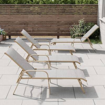 Alt View 4. Crestlive Products - Crestlive Products Set of 2 Stackable Aluminum Frame Adjustbale Chaise Lounge Chair - Mix Color.