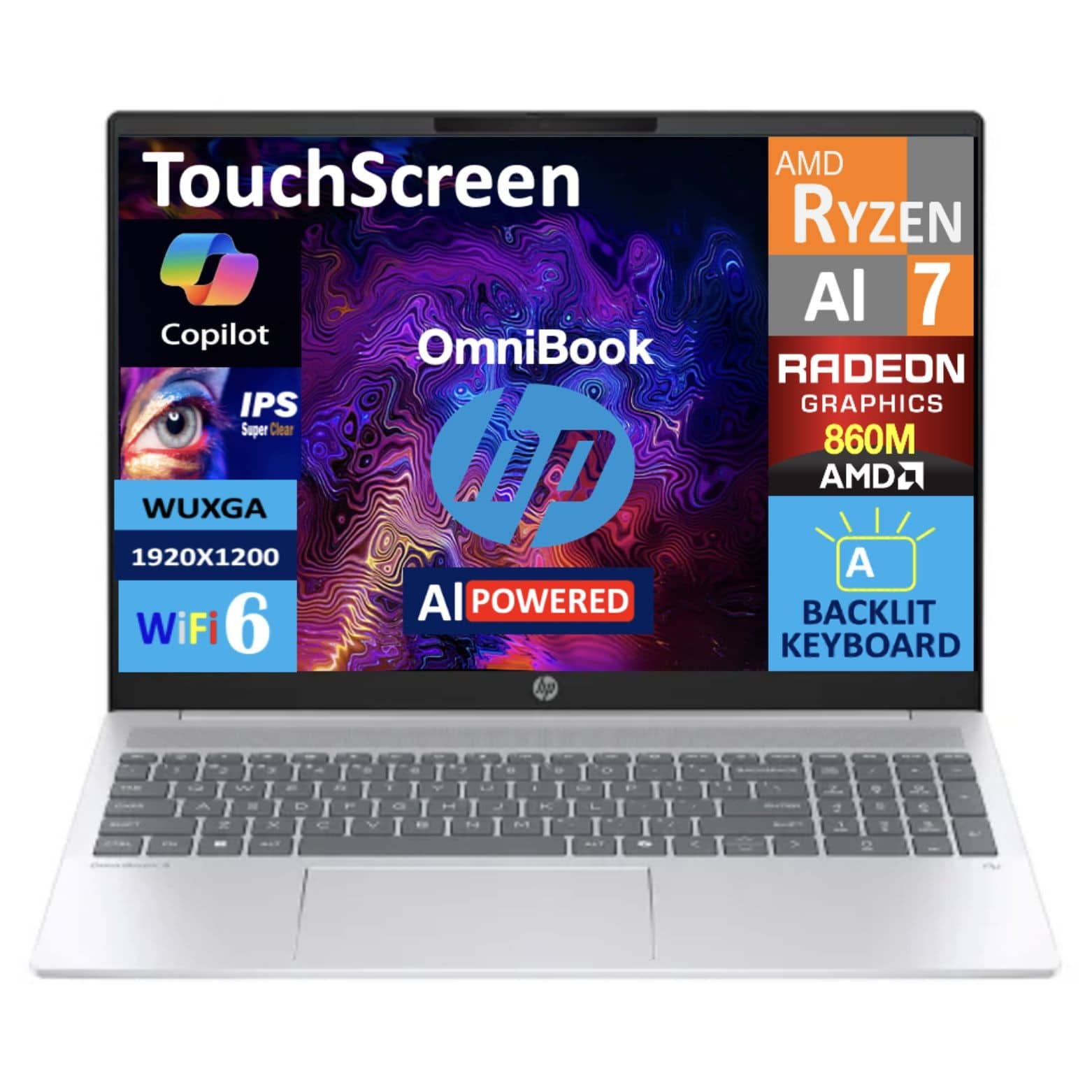 HP Upgraded OmniBook 5 16 ag1075cl Laptop, Ryzen AI 7 350, 32GB