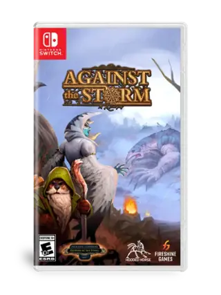 Nintendo Switch game: Against the Storm. Everyone 10+. ESRB rating: E. Includes Keeper of the Stone DLC. Developed by Fire Shine Games. - E10+ (Everyone 10+)