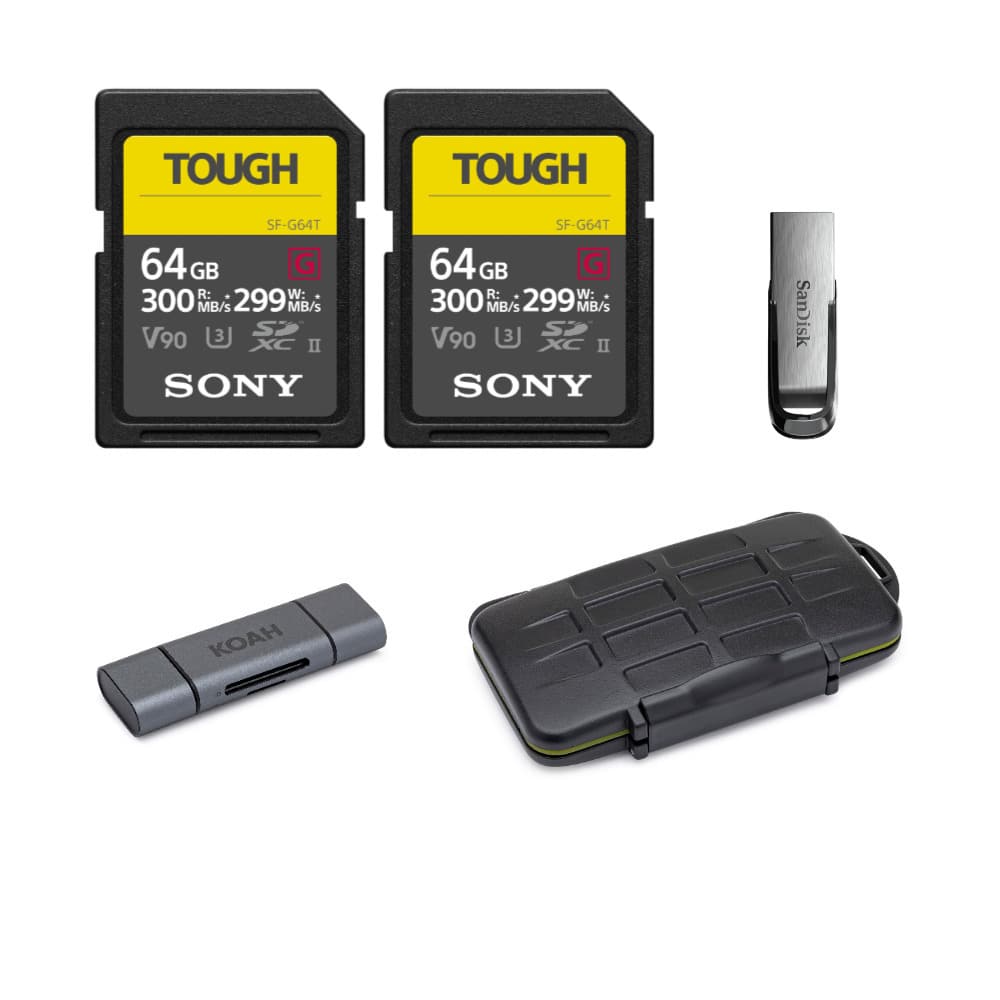 Sony - 64GB G-Series Media Bundle (2-Pack) with 32GB USB Flash Drive Bundle - Black
