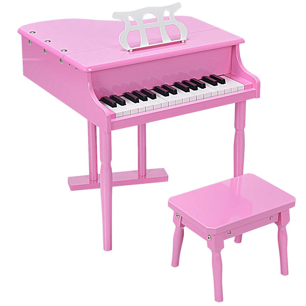 Alt View 12. Costway - Children 30 Key Toy Grand Baby Piano with Kids Bench Wood - Pink.
