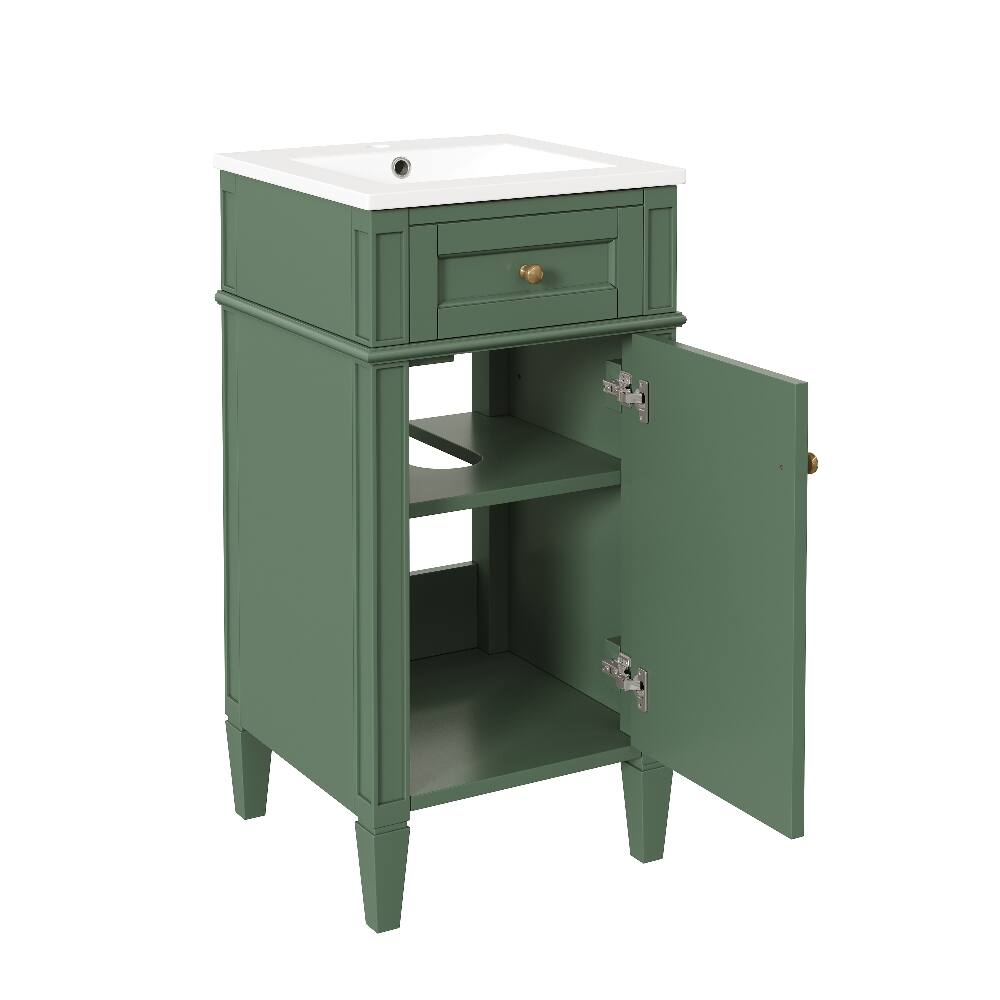 Alt View 8. Loheer - Loheer 16 inch bathroom vanity with sink French style freestanding single vanity set green - Green.