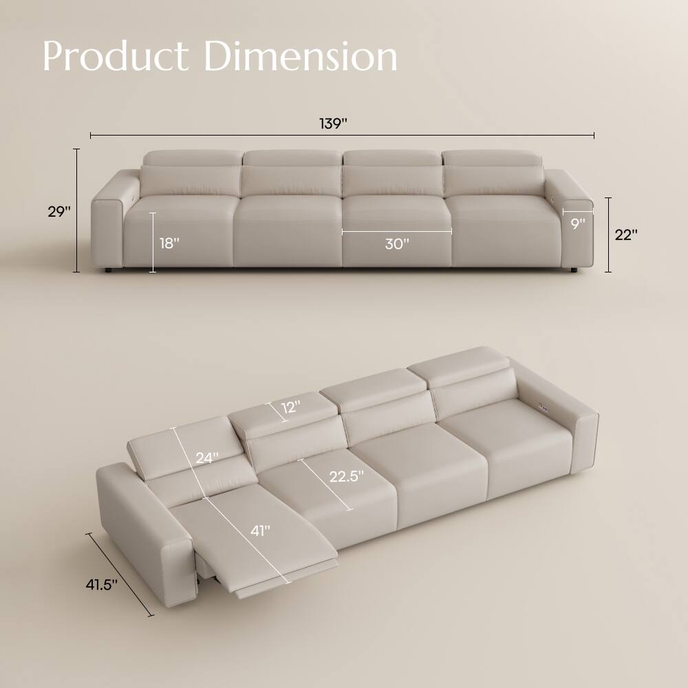 Product Dimension  
139"  
29"  
18"  
30"  
9"  
22"  
12"  
24"  
22.5"  
41"  
41.5"