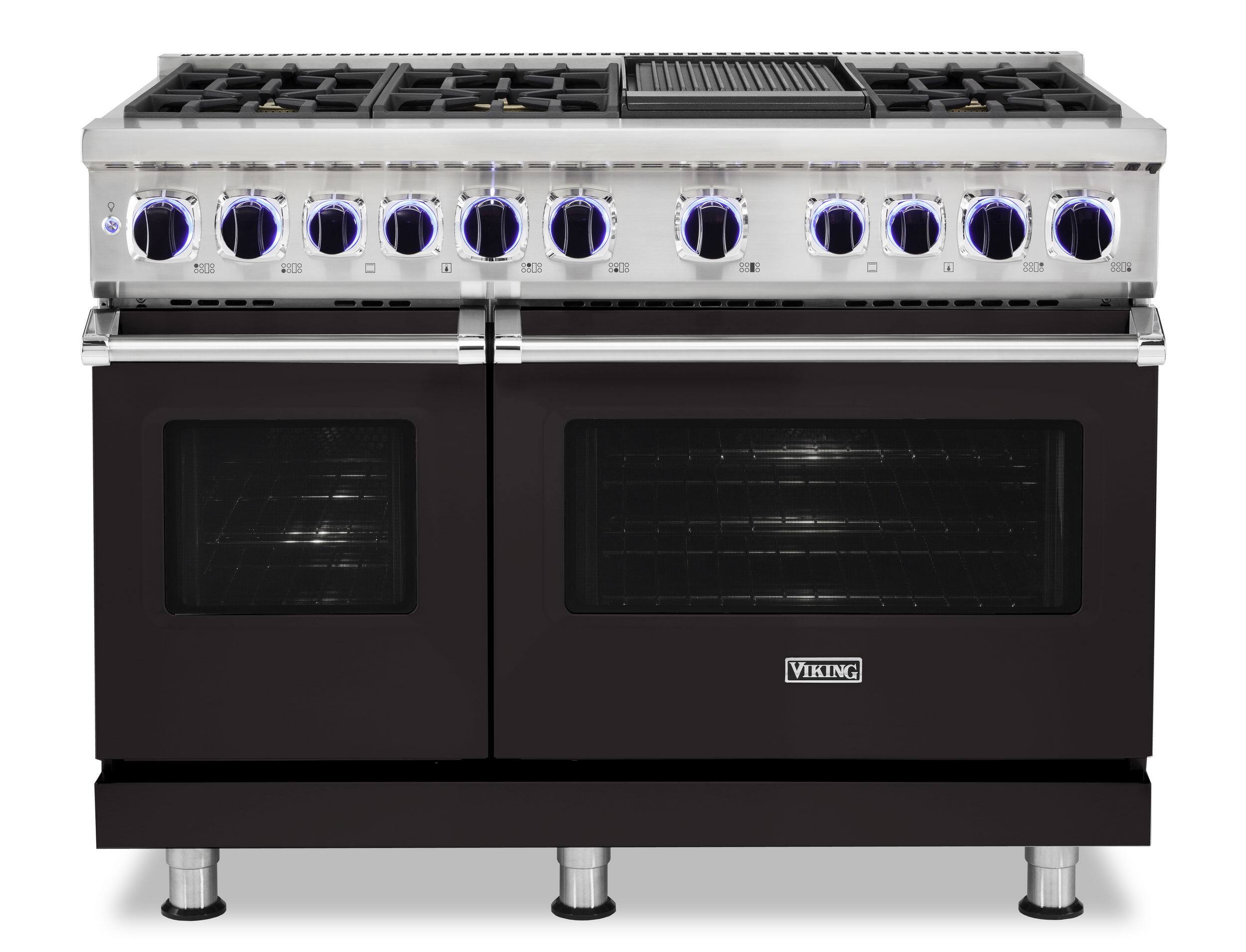 Viking - 48"W./24"D. Dual Fuel Sealed Burner Range-6 Burners/Griddle-LP - Onyx