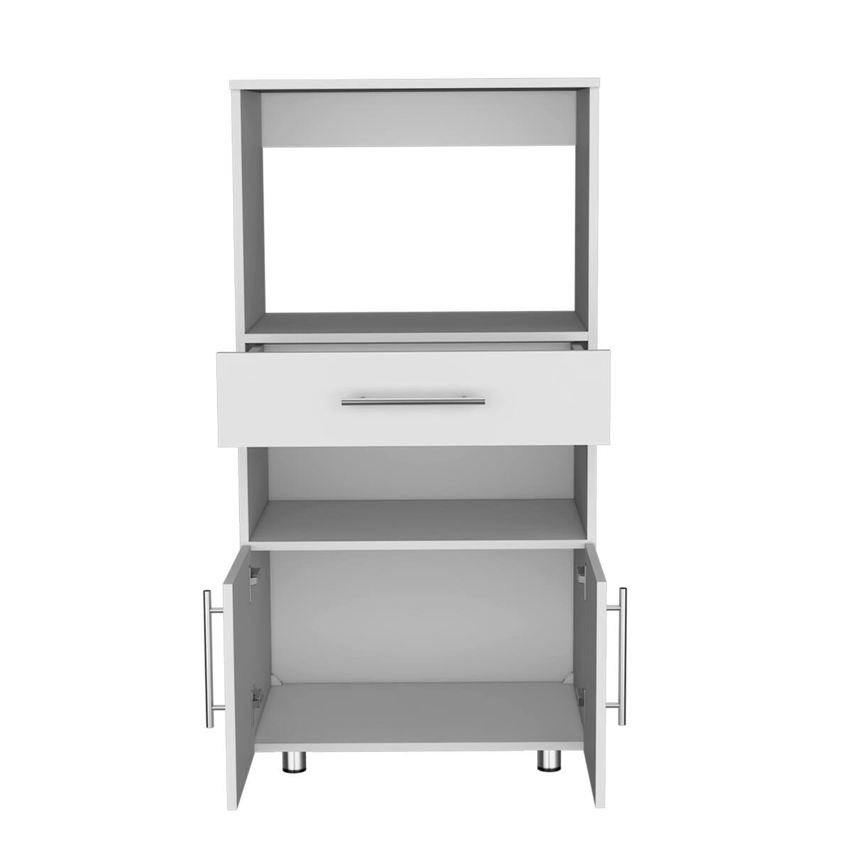 Angle. Loheer - Loheer White Kitchen Pantry Cabinet 48 Inch Freestanding Microwave Stand with Storage - White.