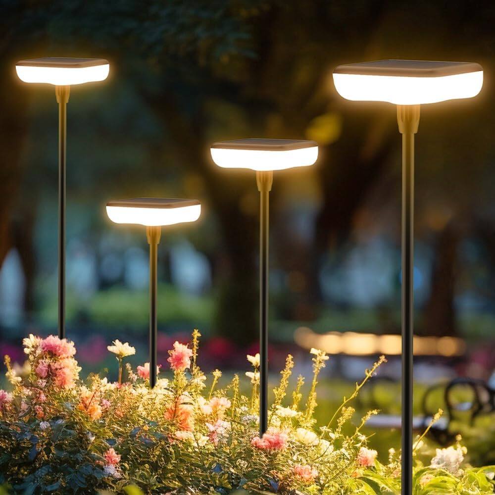 MOSZAR LLC - Outdoor Garden 4 Pack Solar Pathway Lights 31" Tall Solar Landscape Lights - White