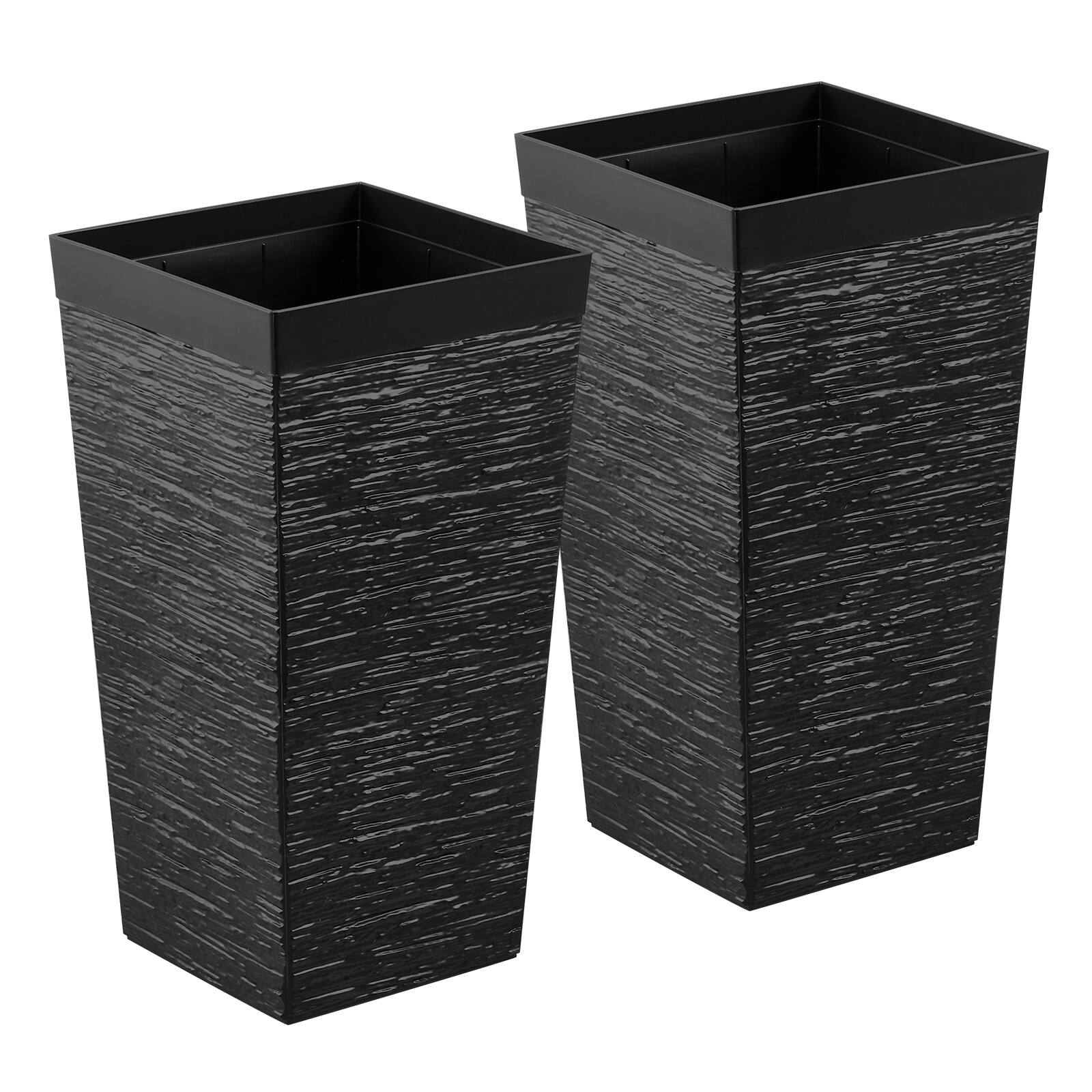Alt View 5. VEVOR - Tall Planters Set of 2, 23 Inch Large Outdoor Taper Planters for Outdoor Indoor Plants, Front Porch Plastic Modern - Black.