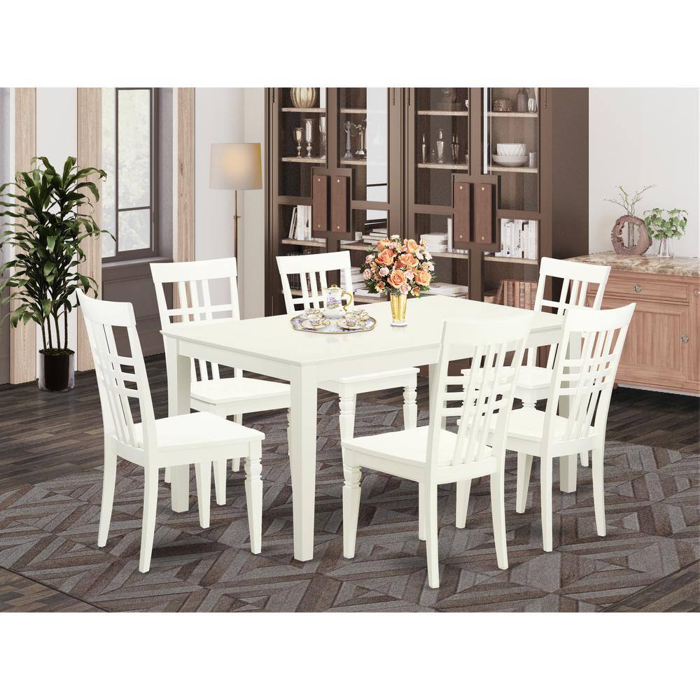 Left. East West Furniture - Dining Room Set Linen White - Brown.