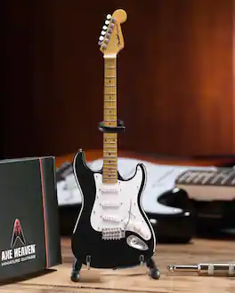 Axe Heaven - Fender Strat Classic Black Finish Miniature Guitar Replica - Collectibles - Multicolor