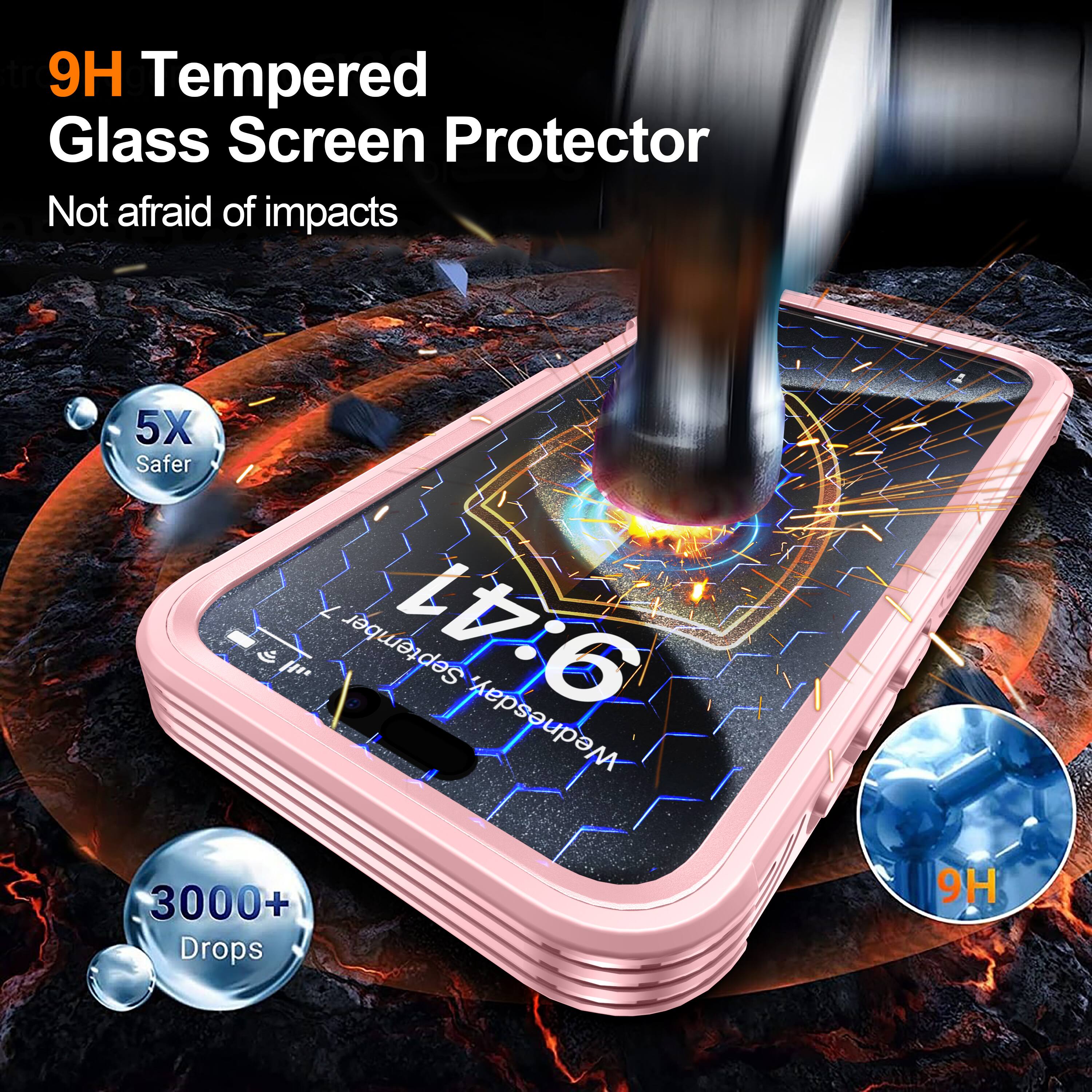 9H Tempered Glass Screen Protector  
Not afraid of impacts  
5X Safer  
3000+ Drops  
9H
