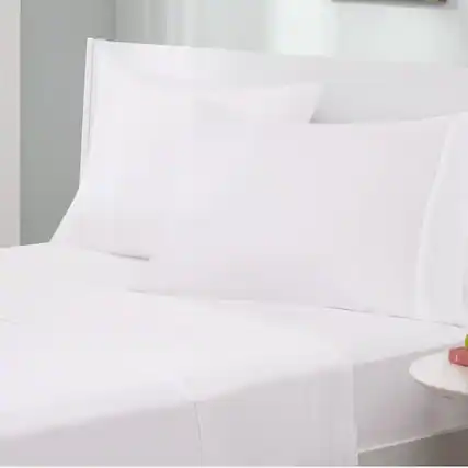 Front. Hivvago - Full Size 4-Piece Cotton Blend Jersey Sheet Set in White - White.