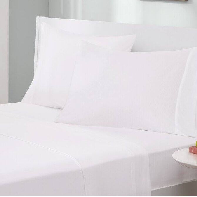Front. Hivvago - Full Size 4-Piece Cotton Blend Jersey Sheet Set in White - White.