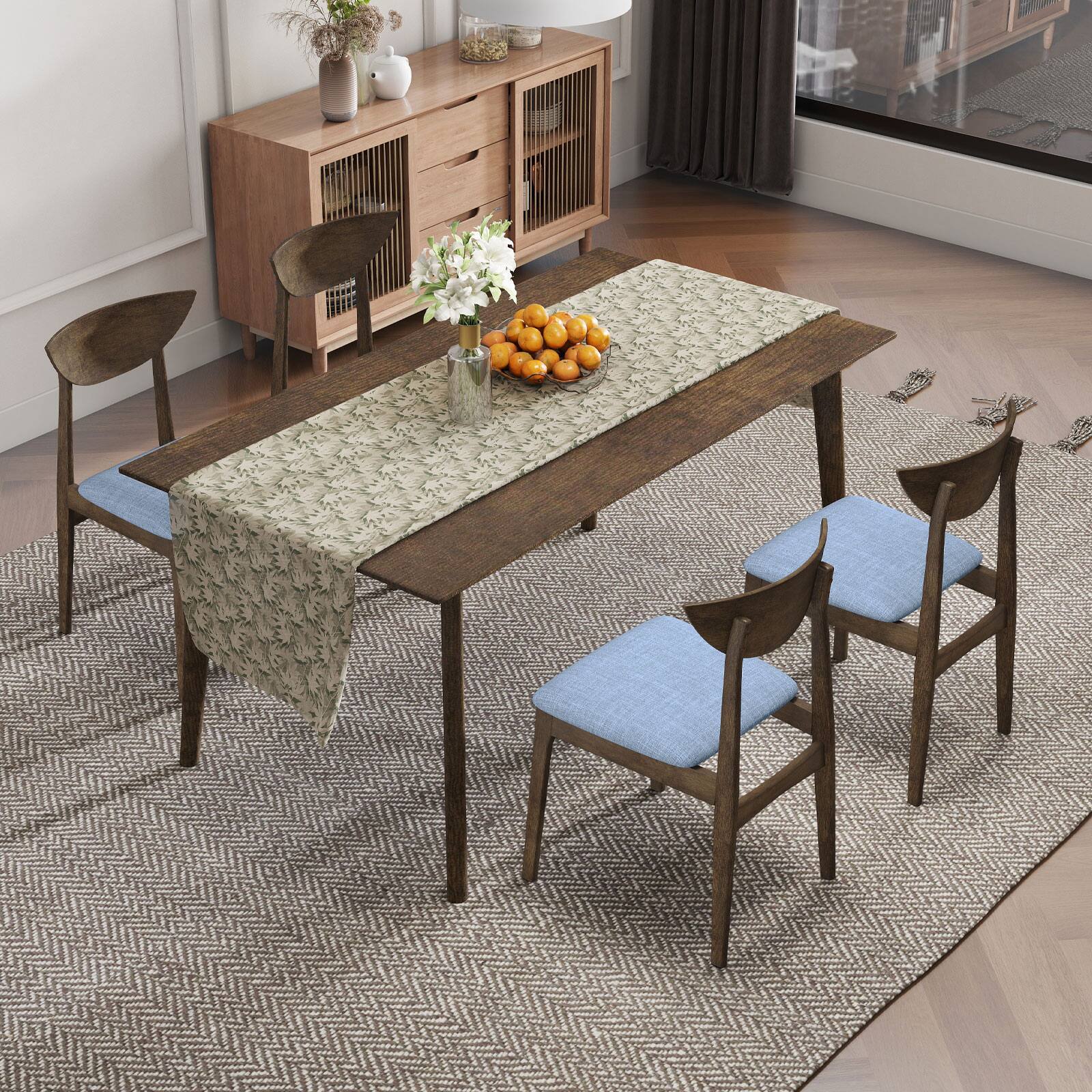 Alt View 1. Gymax - Gymax 2PCS Wooden Dining Chair Linen Fabric Upholstered Kitchen Chairs w/ Padded Seat - Brown, Gray.