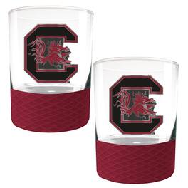 Great American Products - South Carolina Gamecocks 2-Pack 14oz. Rocks Glass Set with Silcone Grip - Maroon