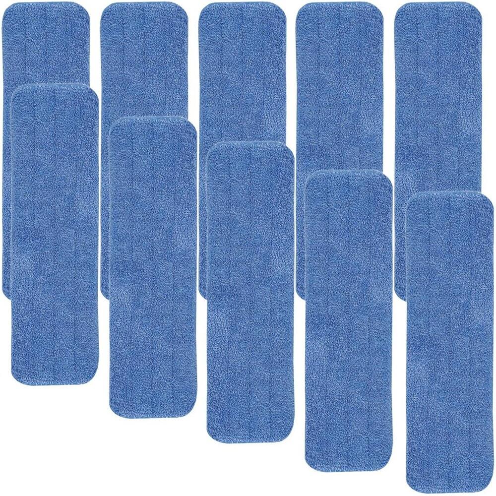 Schertz - 10 Pack Spray Mop Replacement Heads, 18", Reusable Microfiber, Blue