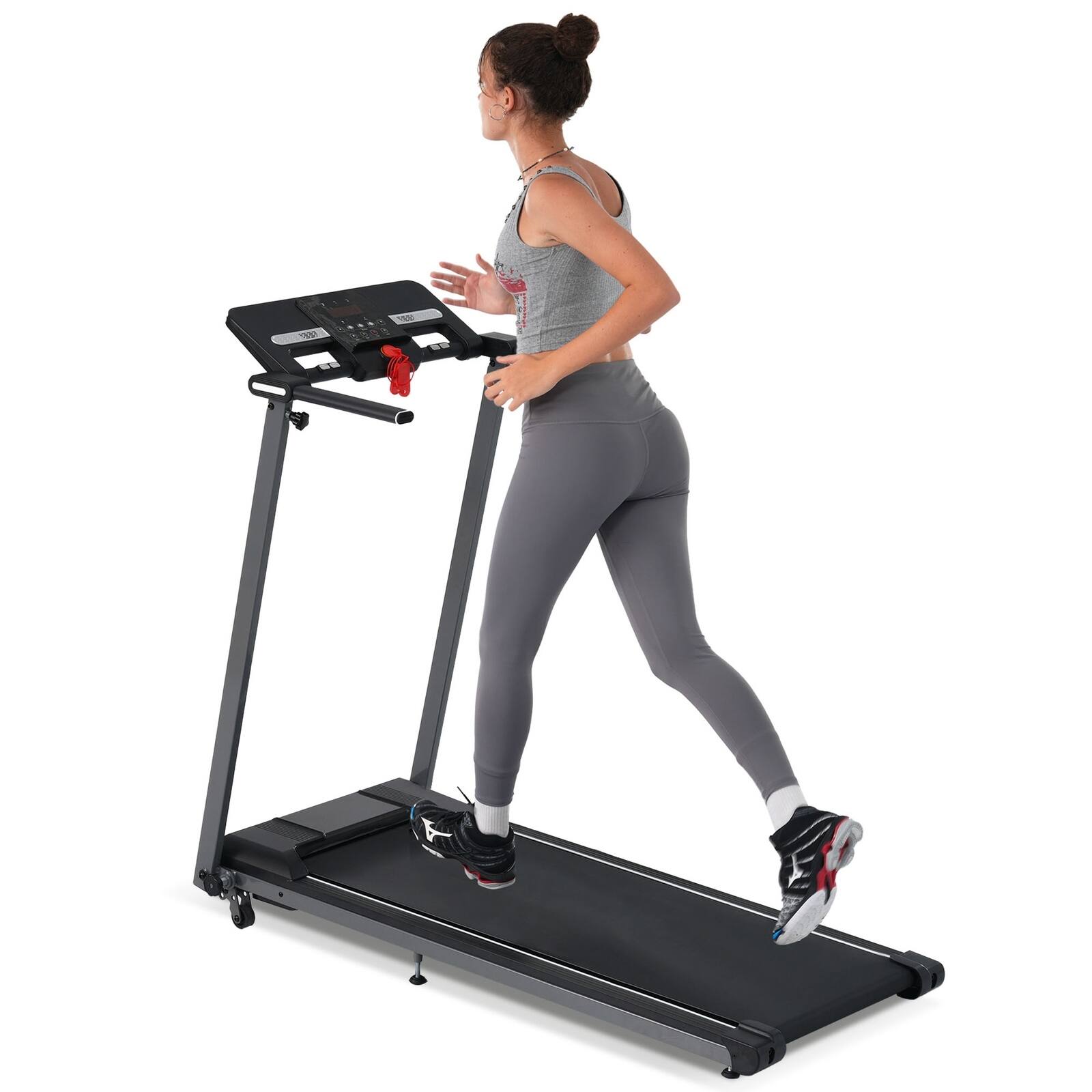 Front. Spaco - Spaco 2.5HP Folding Treadmill, 265LBS Capacity,0.5-7.5MPH with Incline,Home Office Walking Running Machine,Device Holder - Black.
